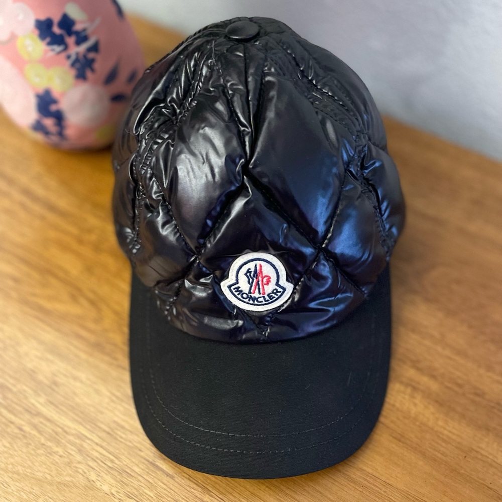 💯 Authentic RARE MONCLER Quilted Puffer Down Black Ball Cap Hat - Picture 6 of 15